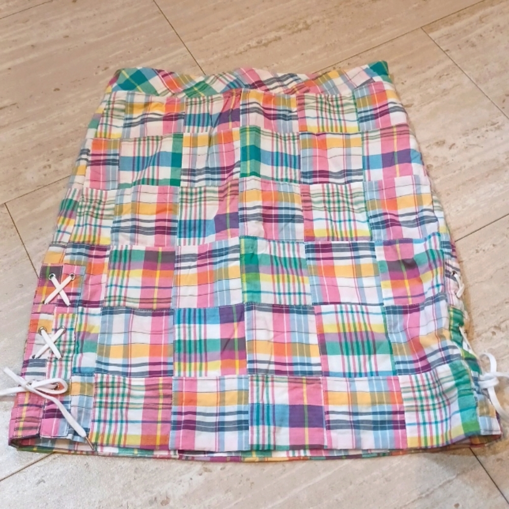 Talbots Pastel Madras Plaid Skirt